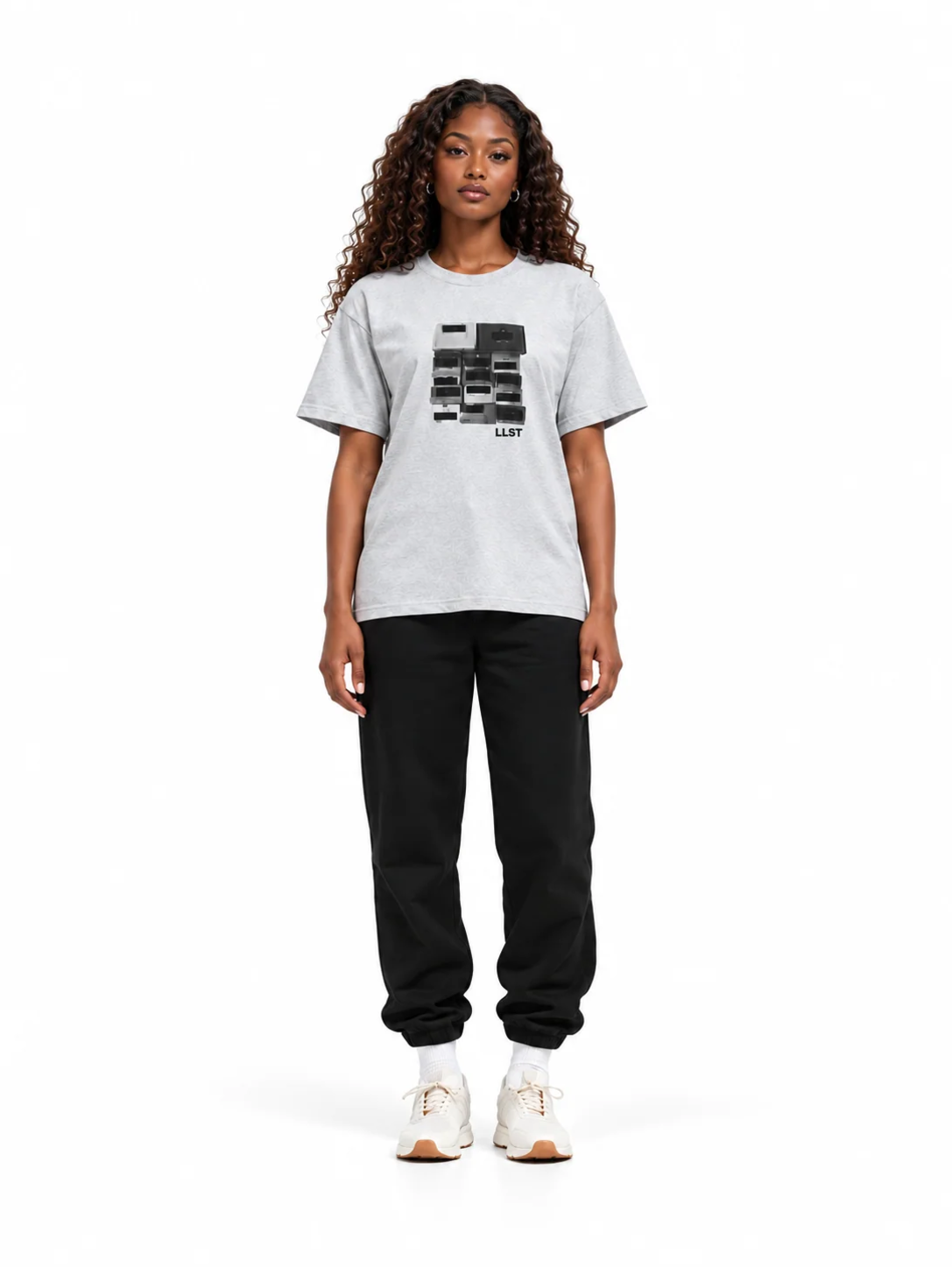 LLST™ "Blocked Out Logos  " Tee — Heather Grey